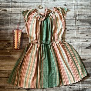 LARGE LC Lauren Conrad Striped Dress Green Pink Orange Keyhole Back Ties